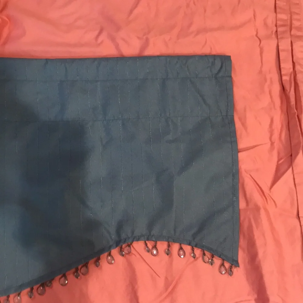 Curtain Valance Gray with Beaded Bottom